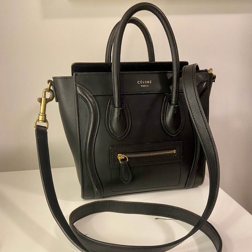 Celine Black Mini Bag with Gold Accents